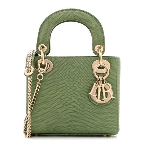 lady dior mini green|christian dior metallic lizard.